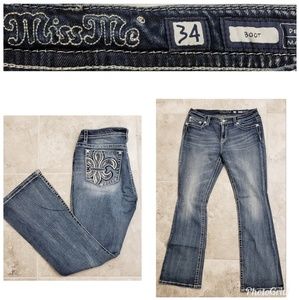 Miss Me sequin pocket boot cut jeans